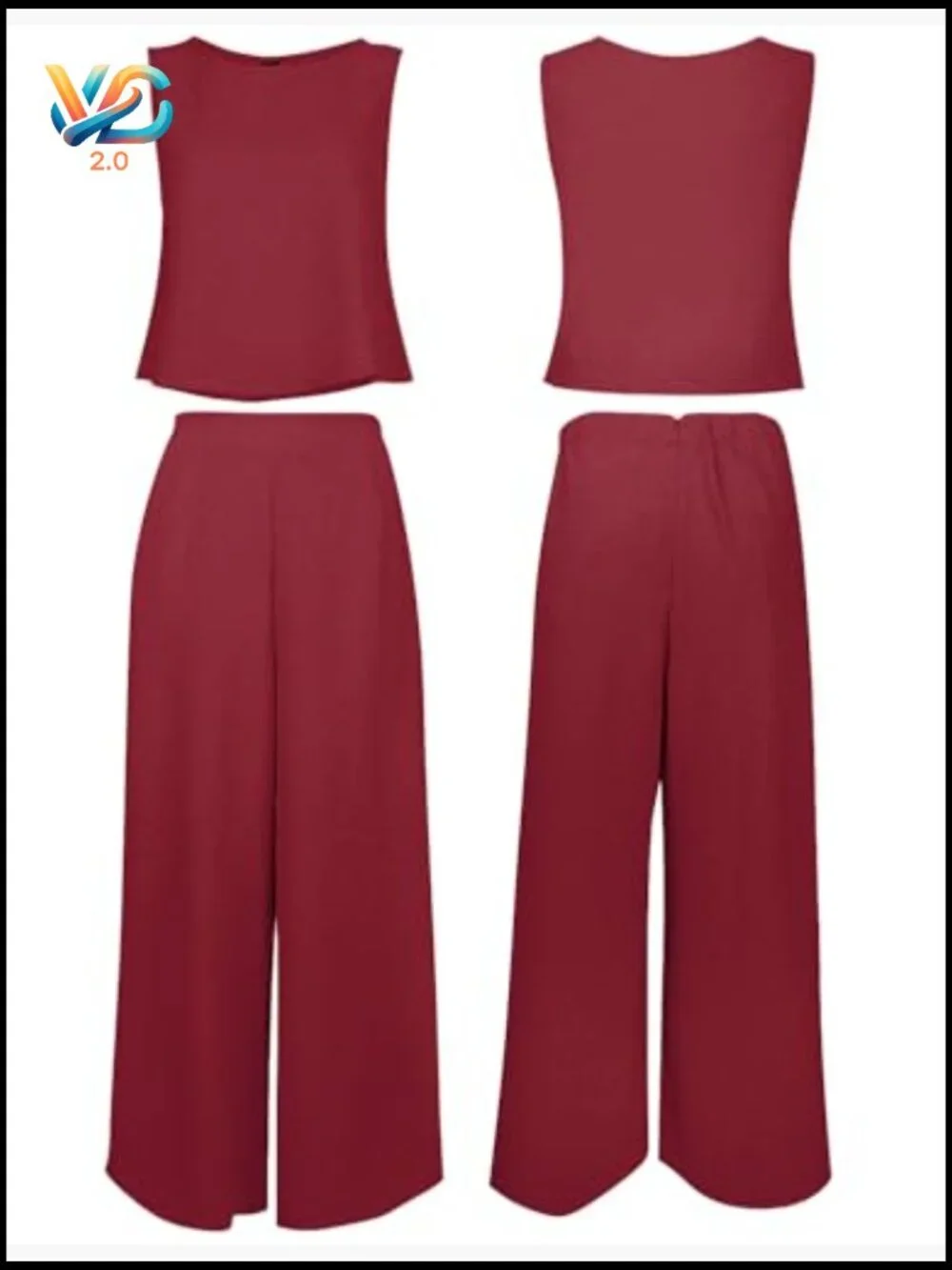 2 Piece Outfits Crop Top Wide Leg Pants Set Jumpsuit Summer Casual - Picture 5 of 6